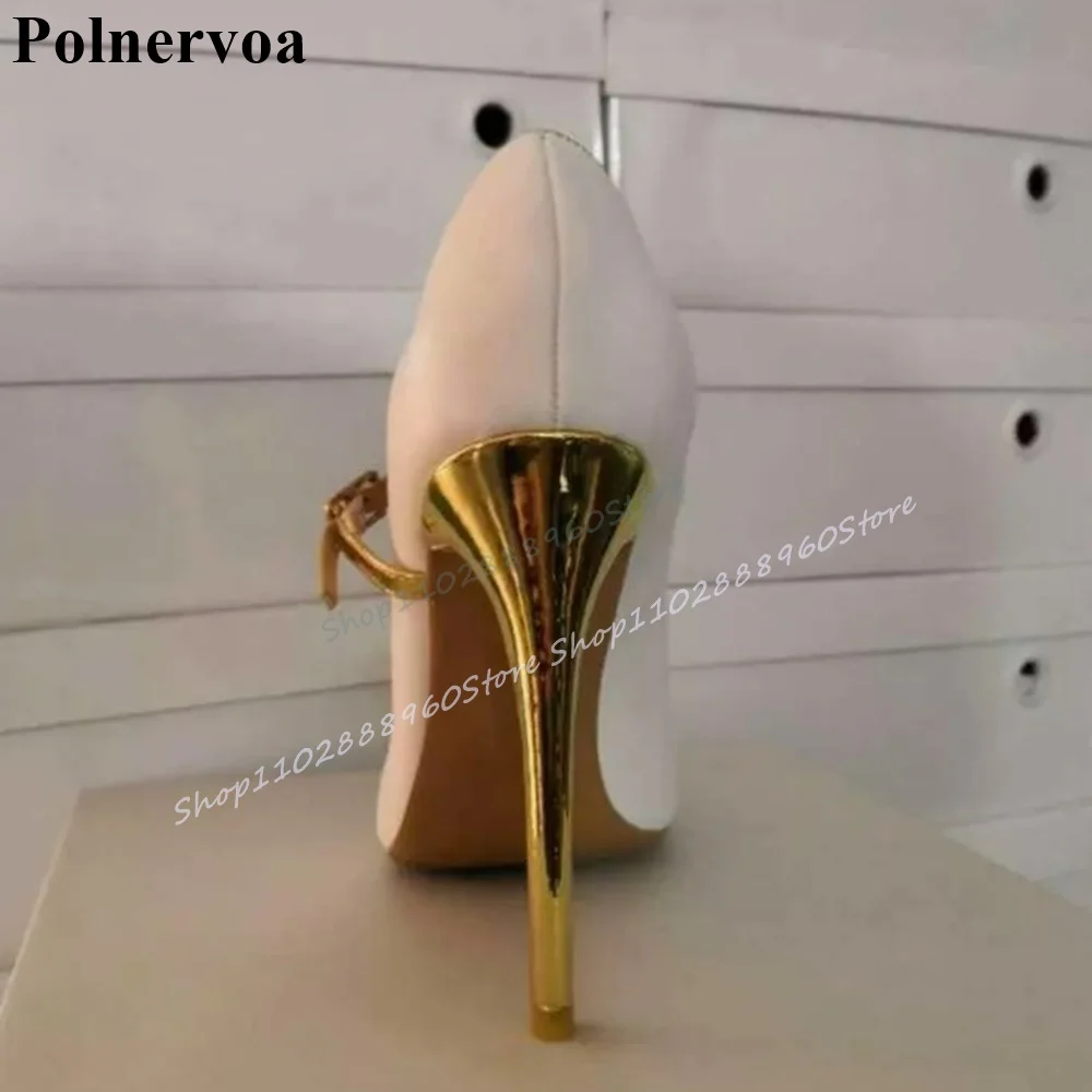 Zapatos de tacón alto finos y elegantes blancos con estilo Para Mujer, Zapatos con hebilla y punta abierta, Zapatos de moda Para Mujer 2025