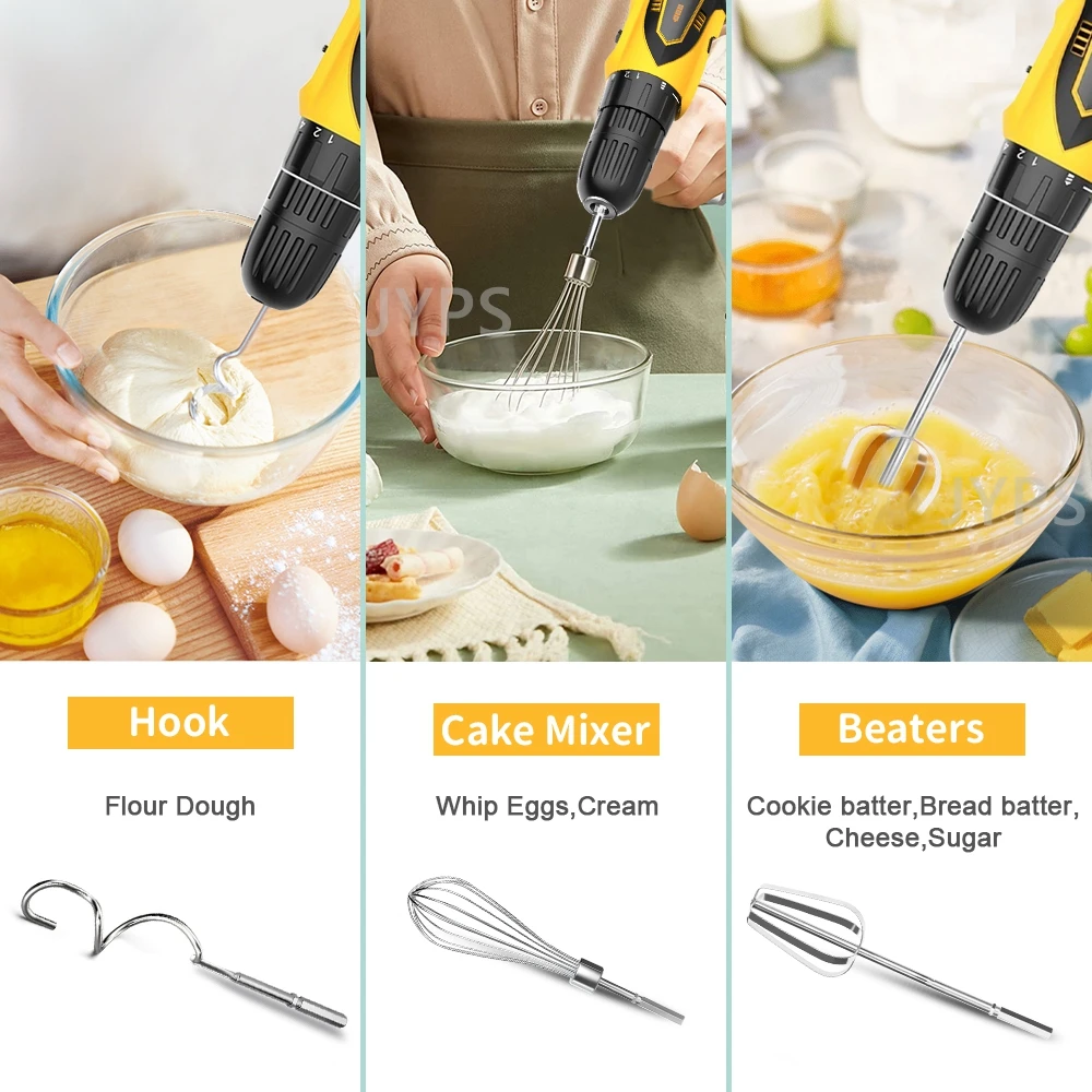 Stainless Steel Egg Beater Whisk Hand Mixer Suitable for Drill Electric Mixer Cream Dough Whisk Mixer Baking Kitchen Accessories