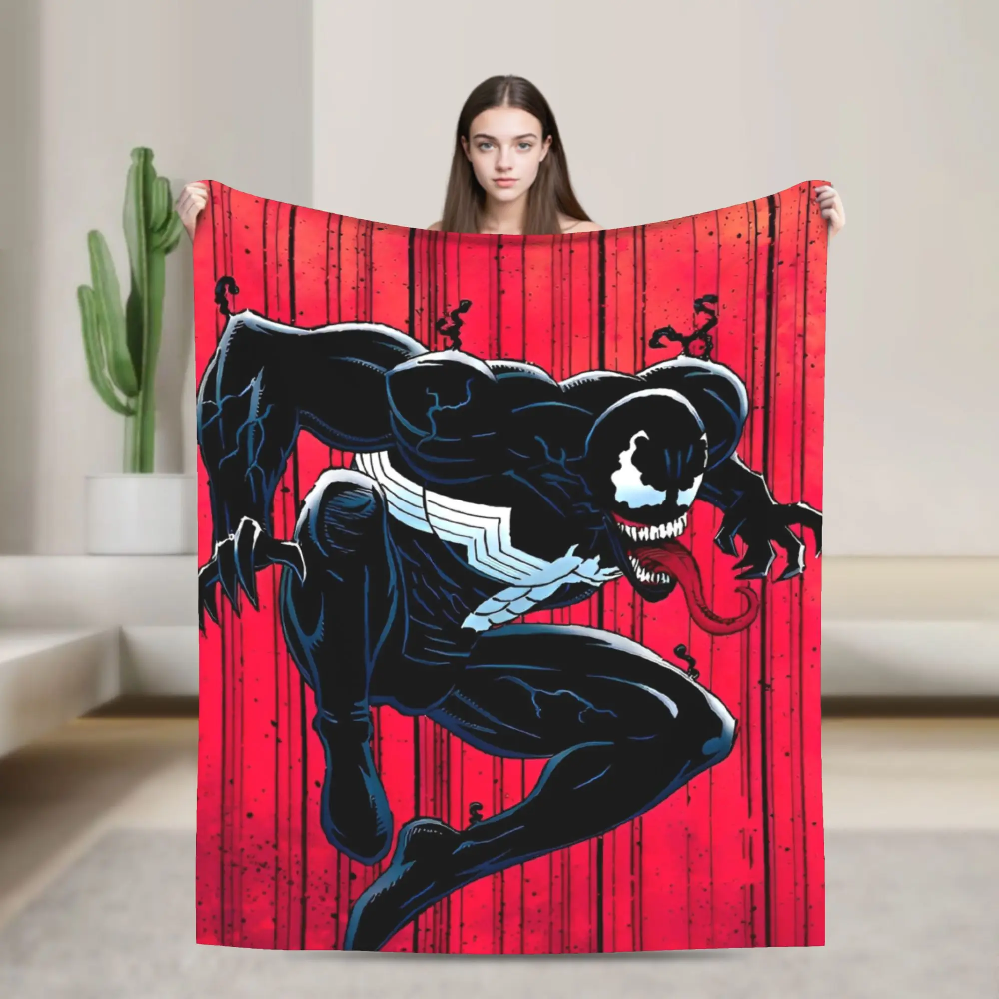 

VENOM Fleece Blanket Antihero Novelty Throw Blankets for Bed Sofa Couch 150*125cm Bedspreads