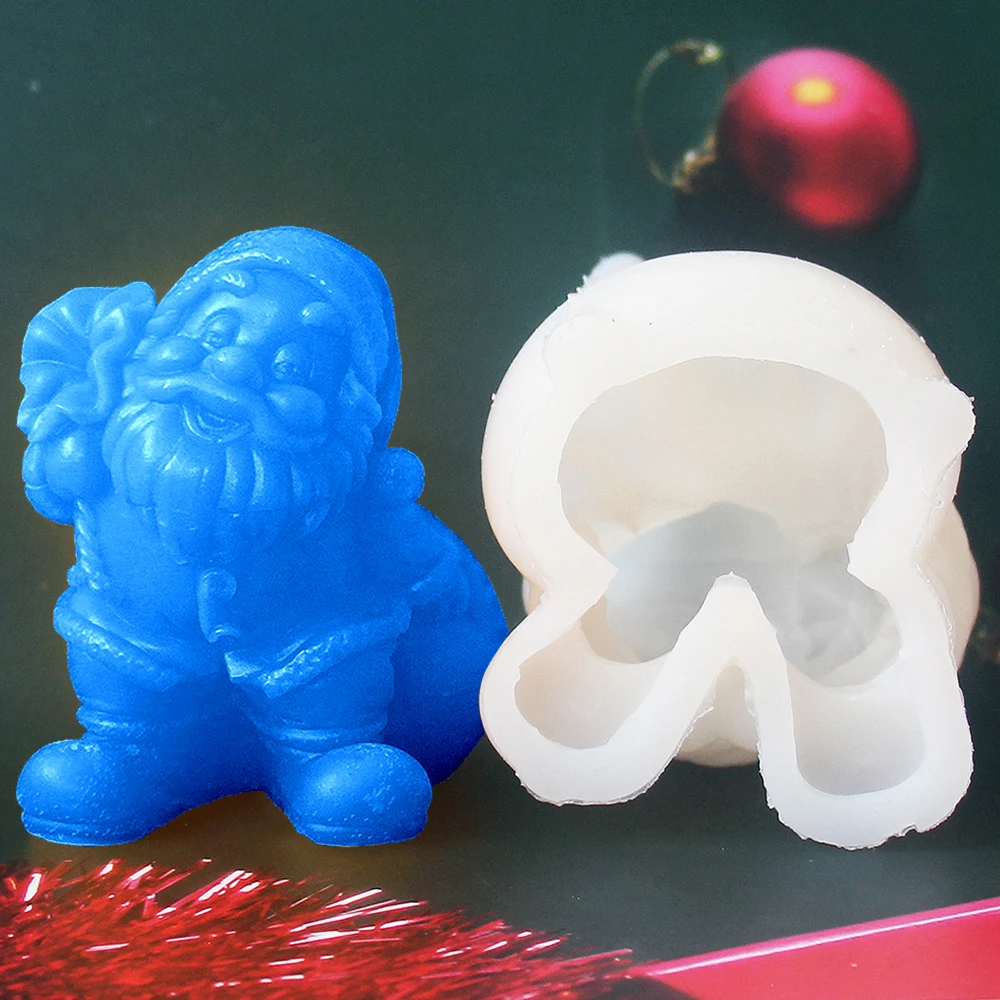 Santa Claus gift gypsum candle mold celebrating holiday Christmas cartoon image Handicraft making tool food-grade silicone mould