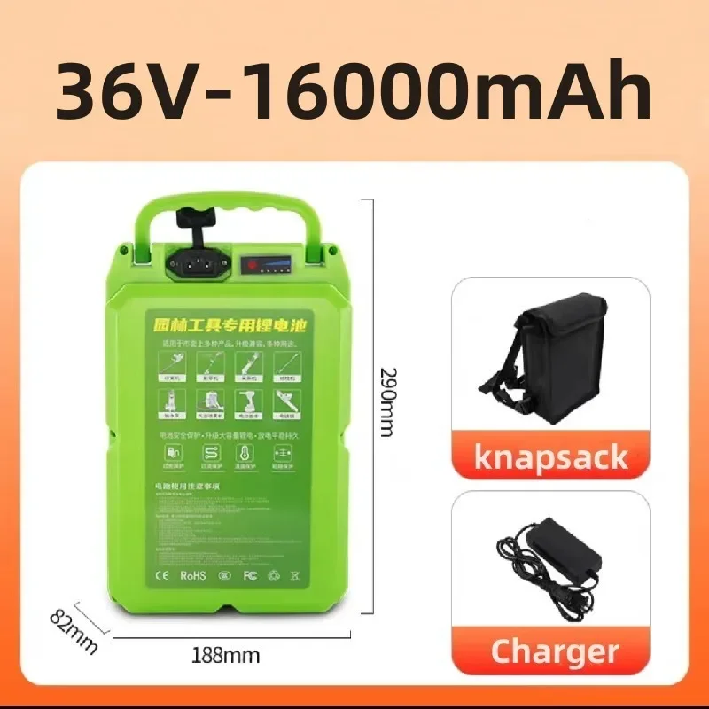 100%Original 16000mAh 36V for Lawn Mower Hedge Machine Spray Machine Tea Picking Machine Garden Electric Tools Lithium Battery