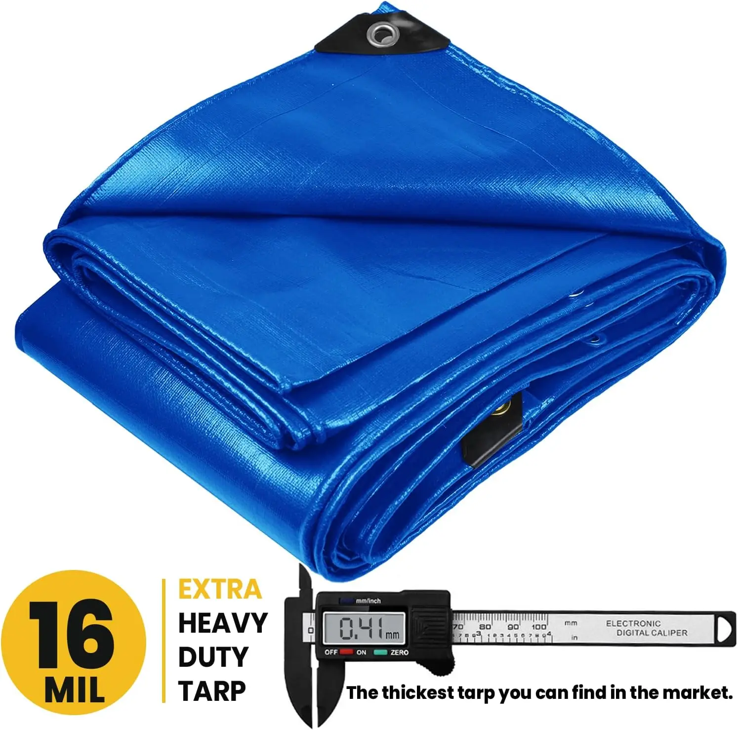 Extra Heavy Duty 16 Mil Tarp Cover,Waterproof, UV Resistant, Rip and Tear Proof, Poly Tarpaulin with Reinforced Edges(40′ X 60′)