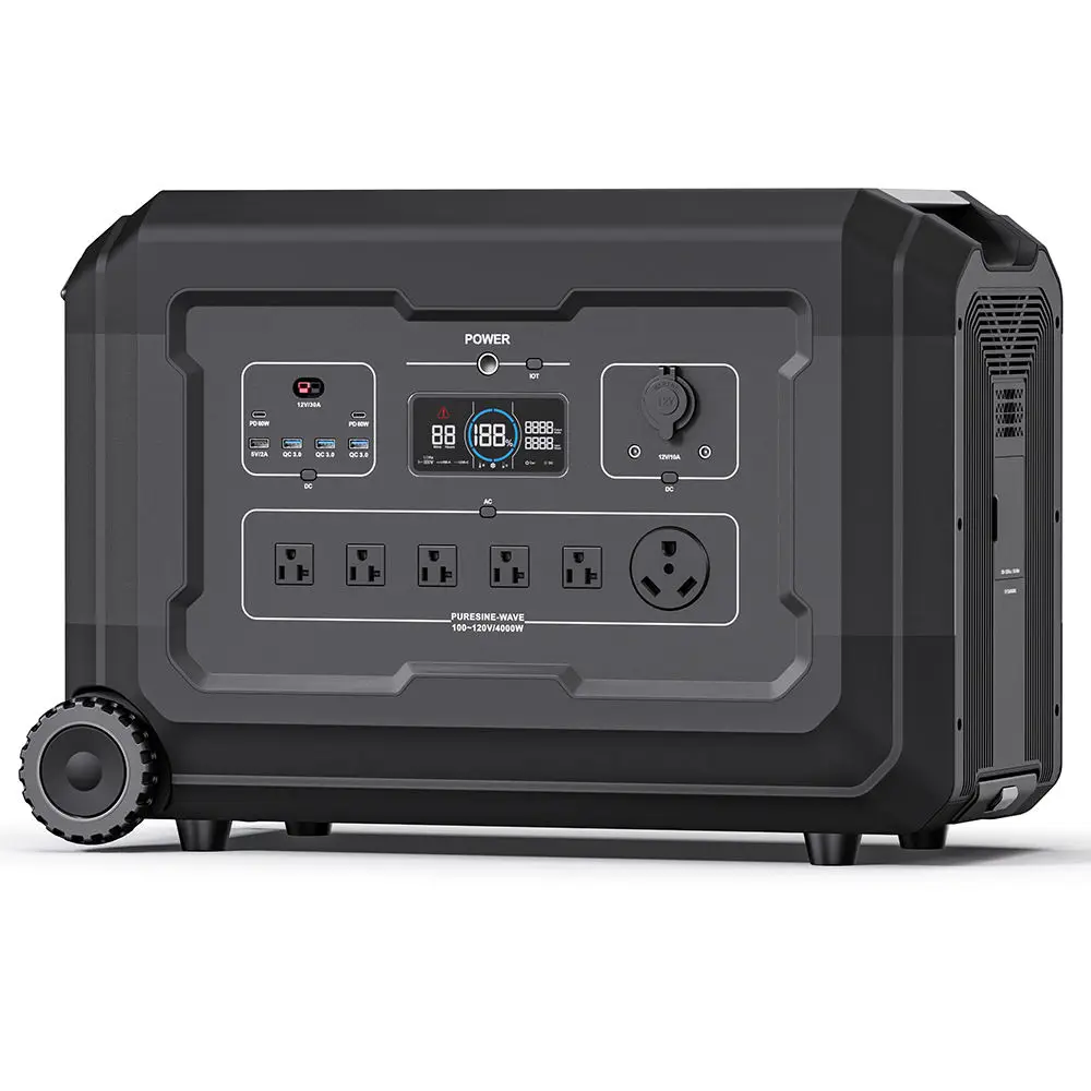 5kw Mobile Backup Home Lifepo4 Battery Bank Outdoor Pure Sine Wave Charging Camping Solar Generator 5000w Portable Power Station