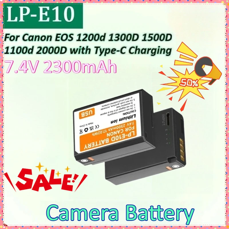 

LP-E10D 7.4V 2300mAh LP-E10 LPE10 for Canon EOS 1200d 1100d 2000D 1300D 1500D with Type-C Charging High Quality Camera Battery