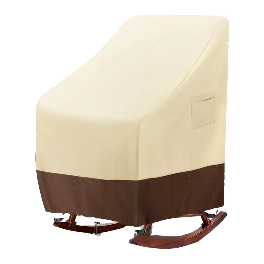 Oxford Cloth Rocking Chair Cover Waterproof for Outdoor Use Windproof Dust Resistant 69W x 86D x 114H CM Beige