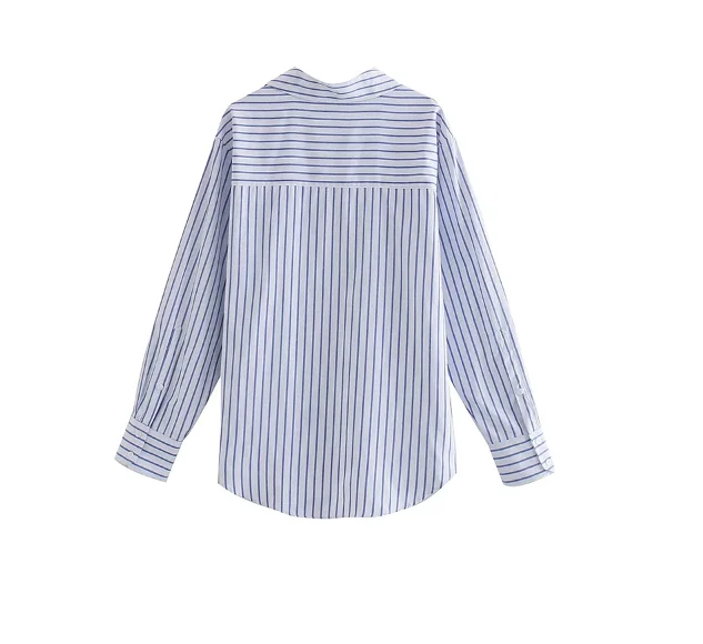 2024 new women's blouse Long sleeve lapel poplin shirt shirt