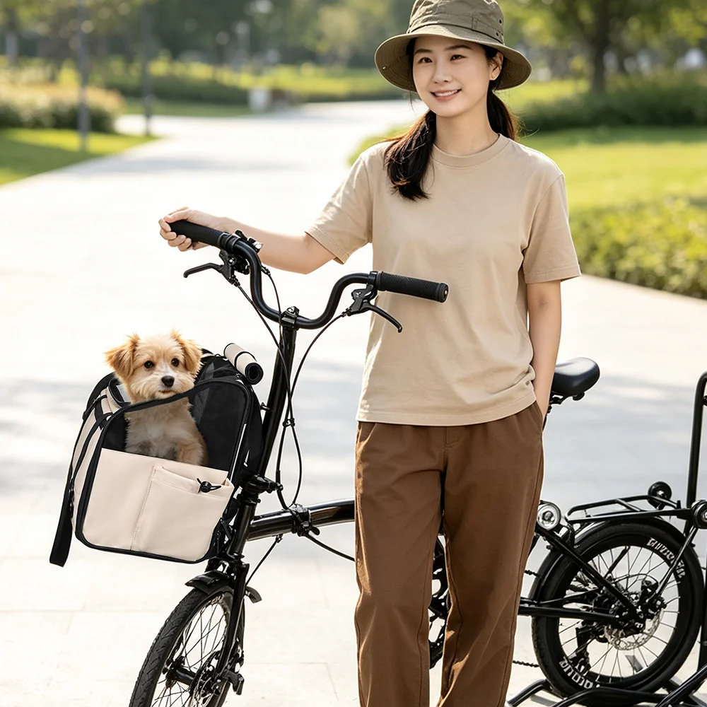 NEWBOLER Brompton Faltbare Fahrradtasche, Haustiertasche, tragbare Fahrrad-Fronttasche, faltbare Outdoor-Reisetasche für Katzen und Hunde – Detail 23