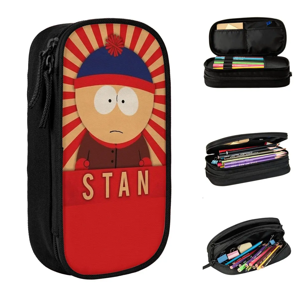 SouthsPark Stan Pencil Cases Lovely Cartoon Pen Bags for Student Big Capacity Students School Gift Pencil Box