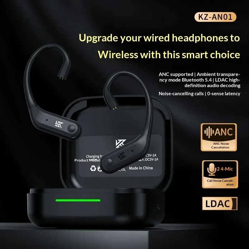 KZ AN01 Wireless Bluetooth 5.4 Ear Hook Active Noise Reduction HIFI Gaming Earbuds For Music Enthusiasts