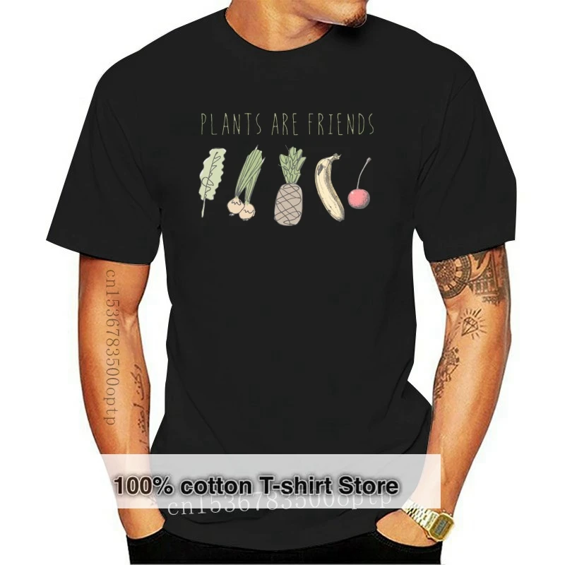 Plants Are Friends T Shirt White Print Ladies Festival Vegan Vegetarian Healthy  Cartoon t shirt men Unisex New Fashion tshirt