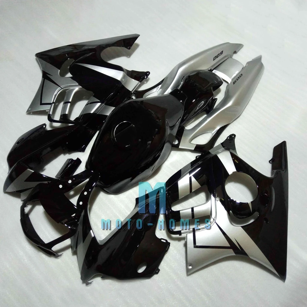 Free Custom Fairing Kit for CBR600 97 98 1997 1998 CBR600F3 High Quality Road/Racing Body Rebuild Bike Parts Black Silver