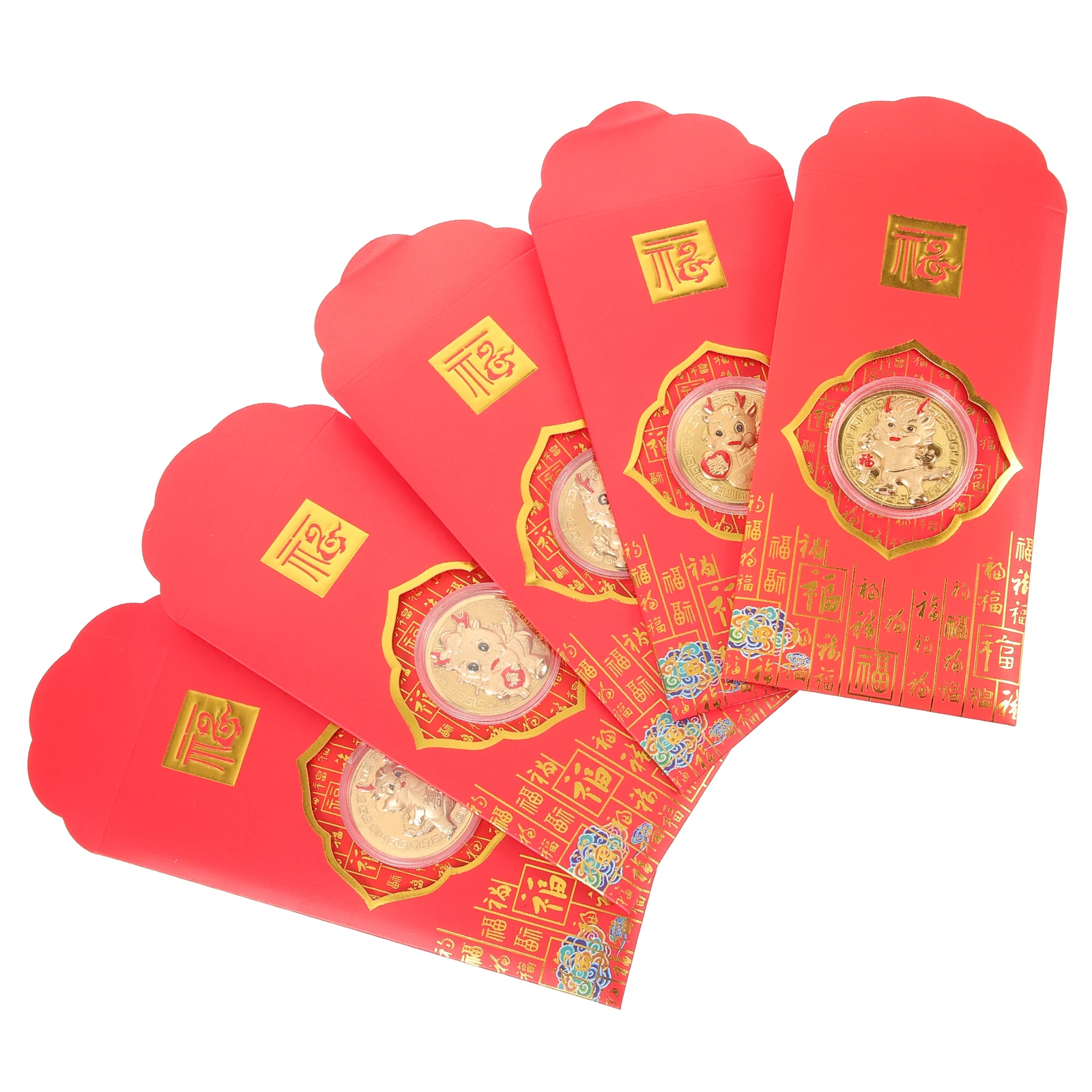 

5pcs Dragon Year Red Paper Colored Envelopes Decorations Chinese New Year Gift Spring Festival Envelopes Prosperous