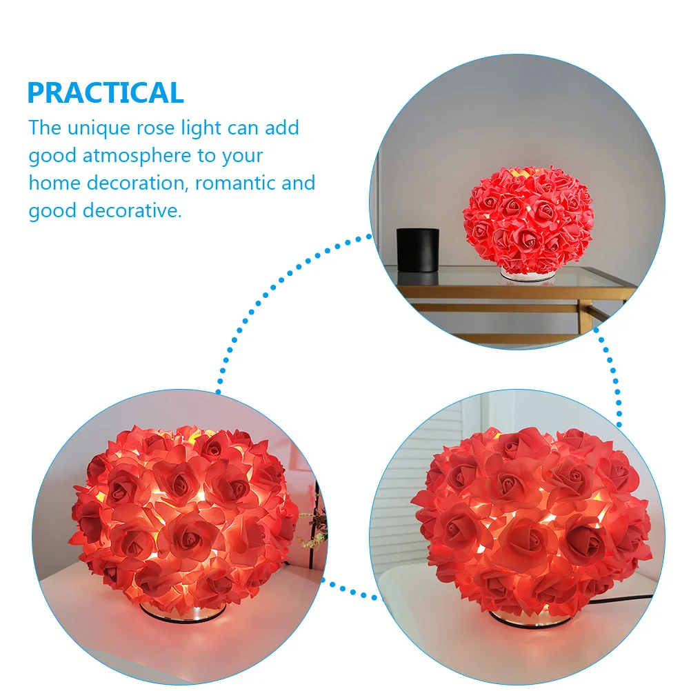 

Rose Bedside Lamp Creative Flower Light Exquisite Design Soft Light Bedroom Decor Anniversary Wedding Party Gift Us Plug