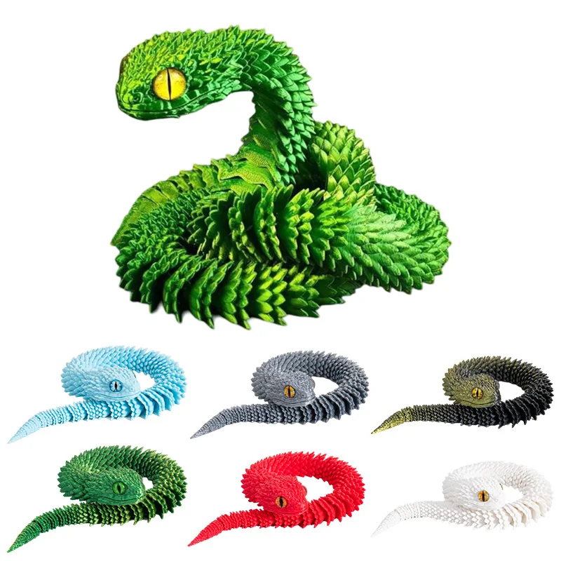 3D Printing Zodiac Snake Toys New Year Snake Model Viper Craft Ornament Joint Mobility Animal Simulation Model Kid Birthday Gift