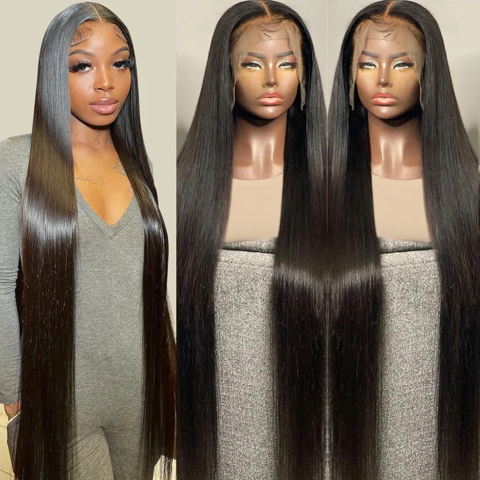 

250 Density Straight Lace Front Wigs Human Hair 30 40 Inch Bone Straight wigs Brazilian Pre Plucked 13x6 HD Lace Frontal Wigs