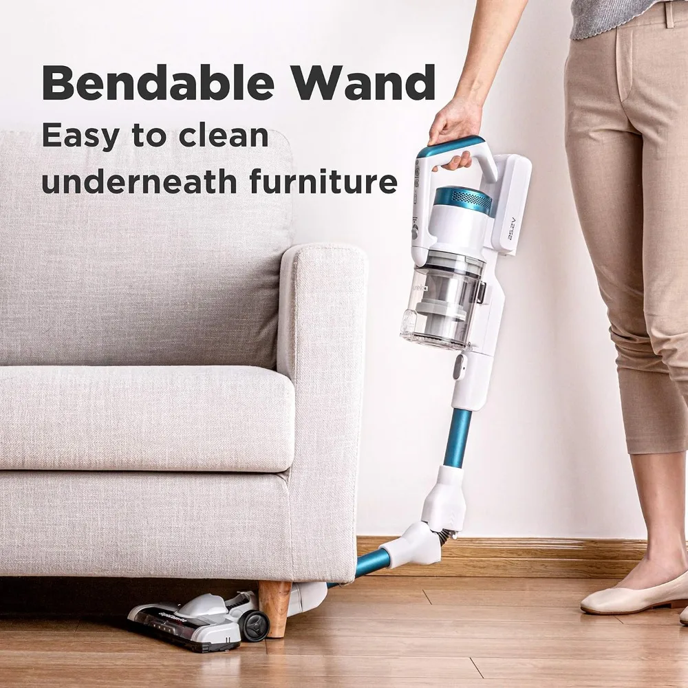 Cordless Stick Vacuum Cleaner Convenient for Hard Floors, Rechargeable Handheld Vacuum Cleaner Portable with Powerful Bendable