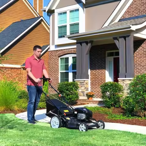A Self Propelled Lawn Mower Briggs &amp; Stratton 150cc Gas Engine 22-inch Steel Deck 3-in-1 Mulch, Bag, Side Discharge