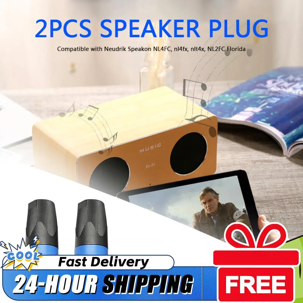 Conectores de Áudio de 4 Polos 2/10x para Caixas de Som Portáteis, Plugs de Áudio com Trava Giratória Recarregáveis Sem Fio para Neutrik Speakon NL4FC