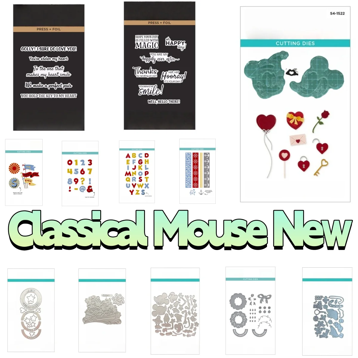 Saint-Valentin 2026 – Nouveaux matrices de découpe en métal motif souris classique, tampons transparents et feuille à chaud pour scrapbooking, journal intime, décoration et gaufrage DIY