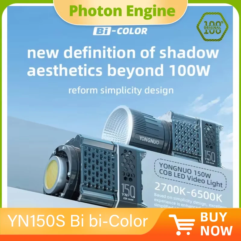 

YONGNUO YN150S Bi bi-Color 2700k-6500k 150W Lowweight but Strong Mini Bowens Mount COB LED Video light for Photography