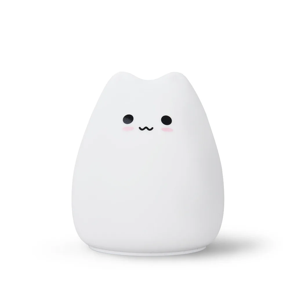 Cartoon LED Cute Cat Silicone Light Night Light Colorful Color Change Children\'s Bedroom Atmosphere Night Light Creative Gift