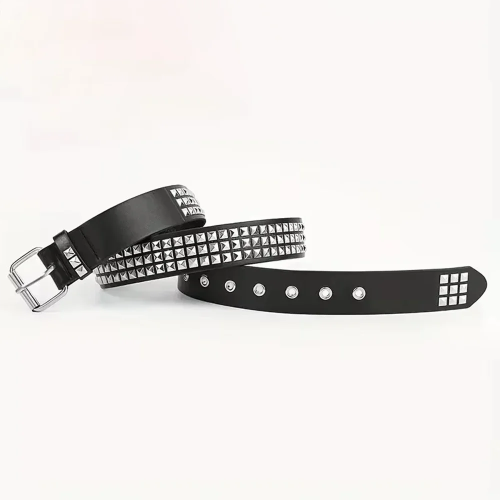 Square Bead Rivet Belt Metal Pyramid Belt Men And Women Punk Hardware Jeans Belt Fashion Y2k Belt Designer Belt Women's Belts