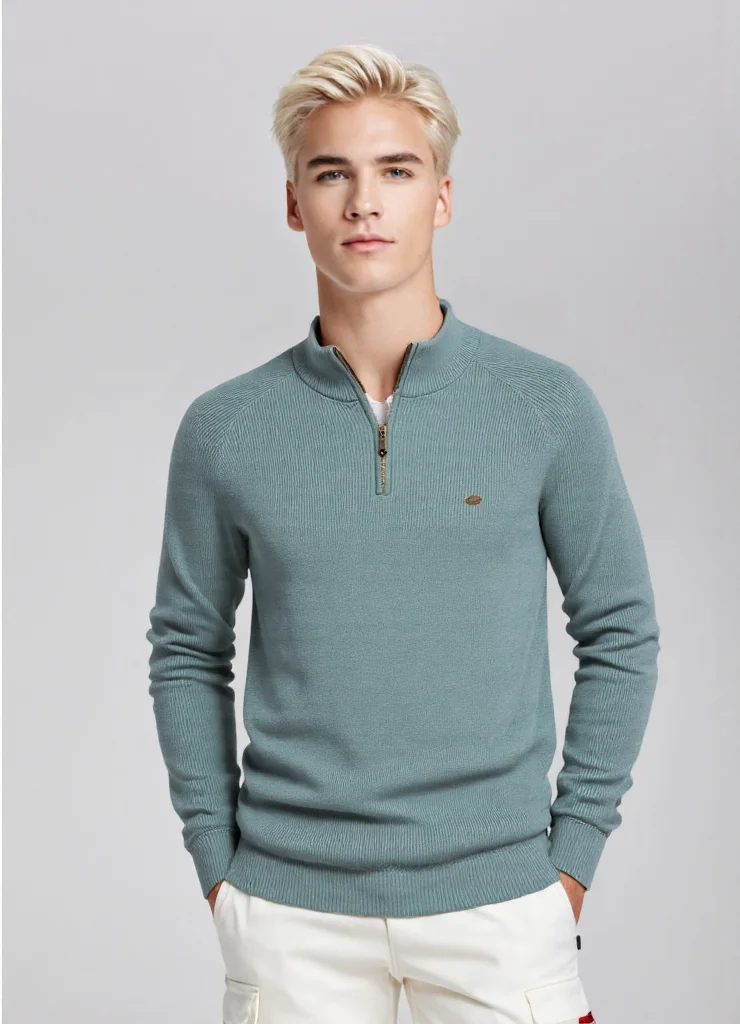 

Winter Men's Pullover Half High Neck Zipper Solid Color Elasticity Sweater High Quality Leisure Business Mens Clothing Eur XXL