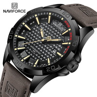 NAVIFORCE Men's Casual Sport Military Quartz Calendar Wrist Watch for Men Leather Water Resistant Clock Relogio Masculino NF8023