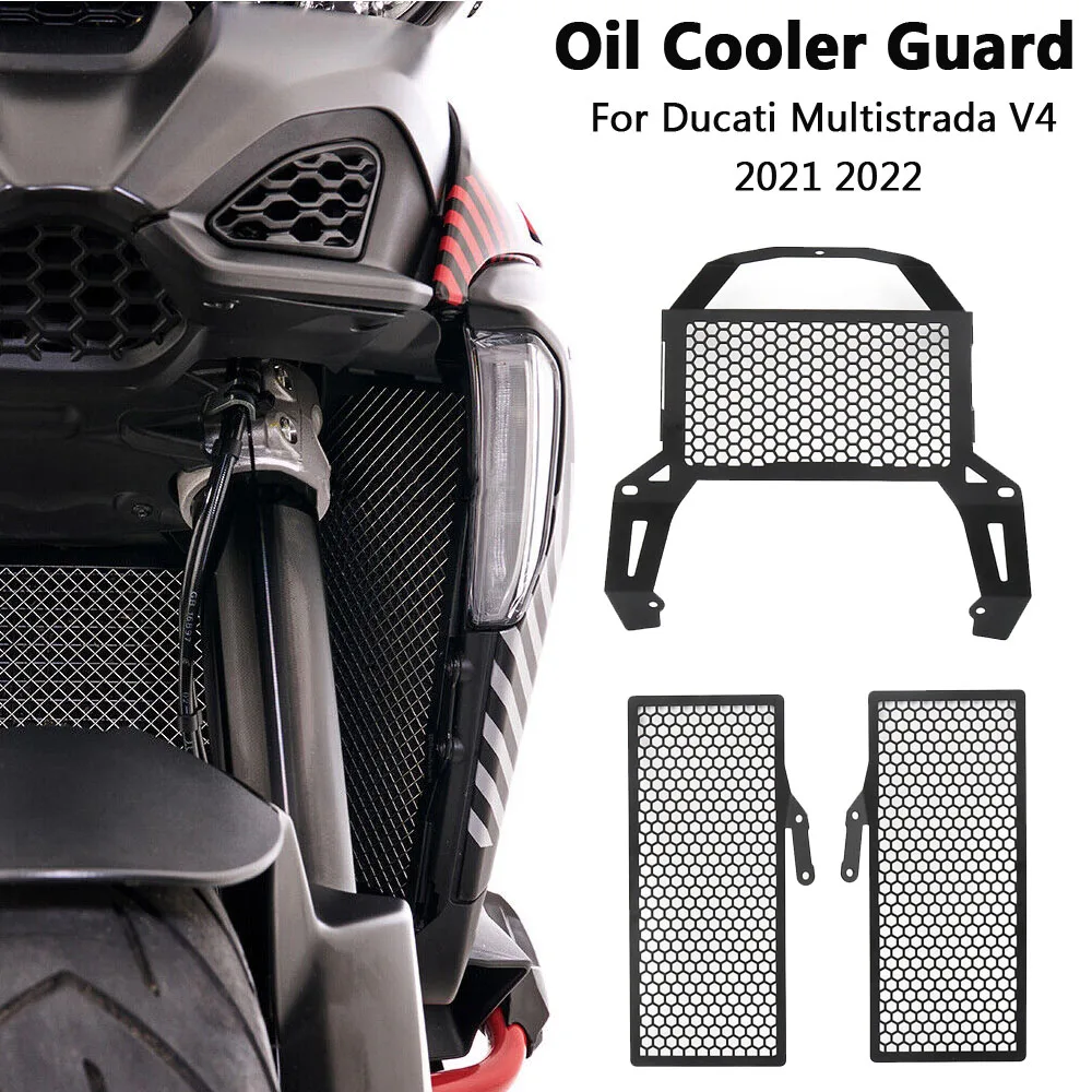 

Motorcycle Accessories Black Radiator Grill Cover Protector Oil Cooler Guard For Ducati Multistrada V4 MULTISTRADA V4 2021 2022