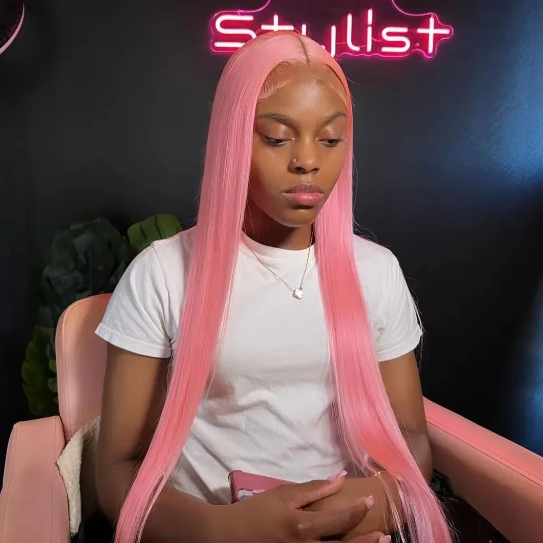 

13x6 HD Light Pink Bone Straight Lace Front Wigs Human Hair For Women Brazilian 13x4 Transparent Lace Wig Pre Plucked For Women