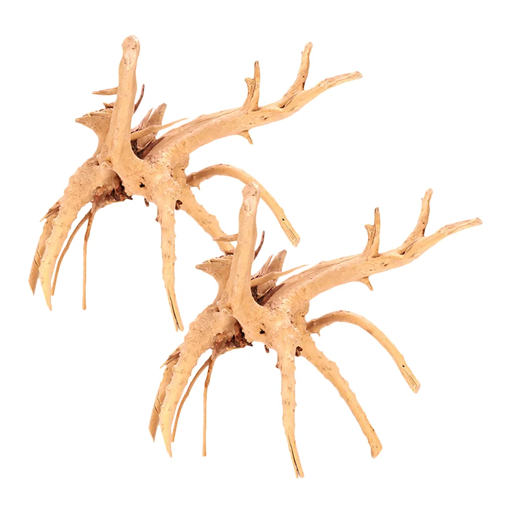 

2 Pcs Pan Protectors Decoration Reptile Tank Dead-wood Decorate Khaki Craft Cage Lizard Supply