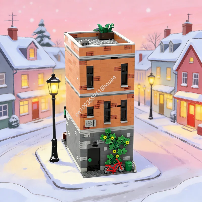 2162 Piezas MOC Tienda de Discos, Estudio Musical, Apartamento, Modelo de Paisaje Urbano Modular, Bloques de Construcción, Juguete de Regalo de Navidad