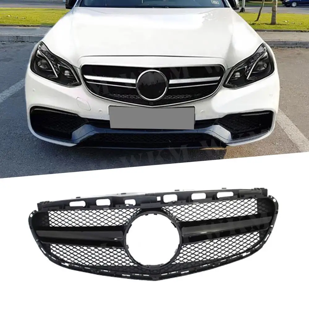 

ABS Front Bumper Grill Bodykits Accessories for Benz E Class W212 E250 E300 2013 2014 2015 Car Front Mesh Grille Black Sliver