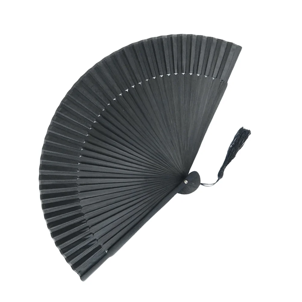 Large Handcrafted Bamboo Fabric Folding Fan For Black Silk Hand Fan Summer Outdoor Wedding Party Decoration Gift Sturdy New