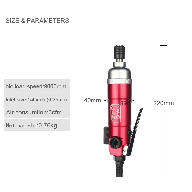 6H Pneumatic Screwdriver Professional Impact Air Screw Driver Industrial Grade Gun With Foward Reverse