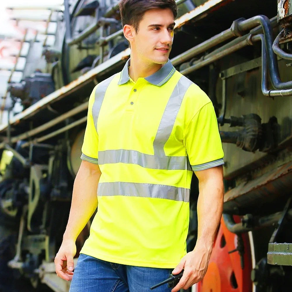 Safety Reflective Shirts High Visibility Working T-shirt with Reflection Tapes Road Traffic Construction Security Tops Workwear