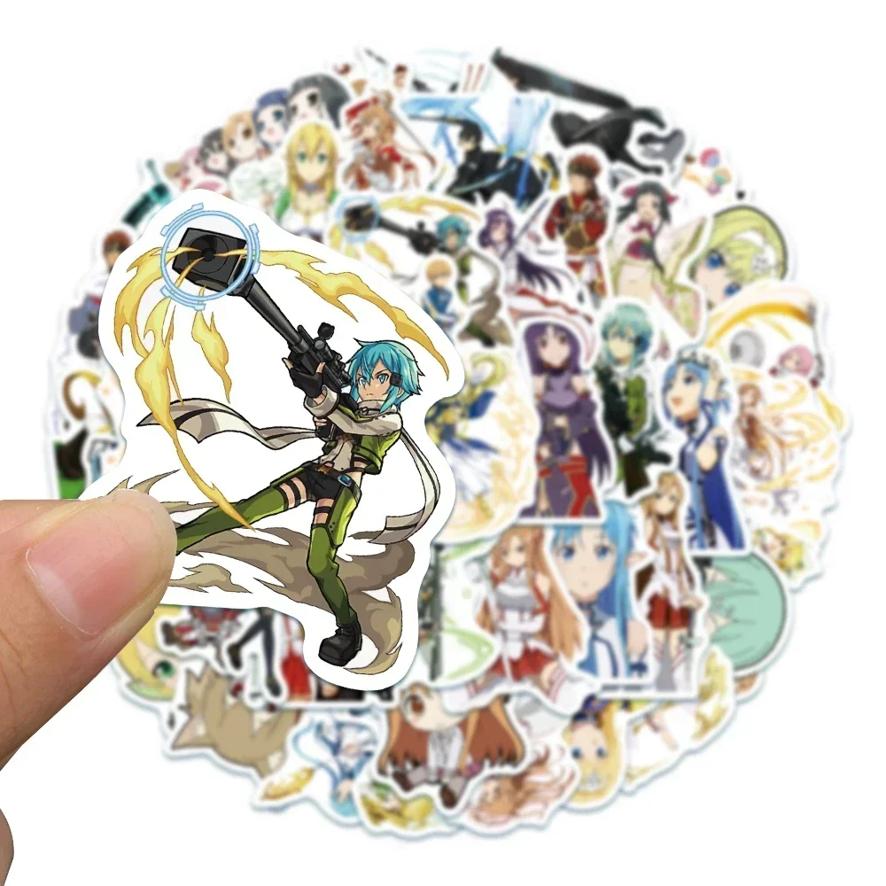 50 sztuk Sword Art Online Cartoon naklejki Anime Graffiti naklejki DIY walizka deskorolka lodówka Notebook naklejki wodoodporne