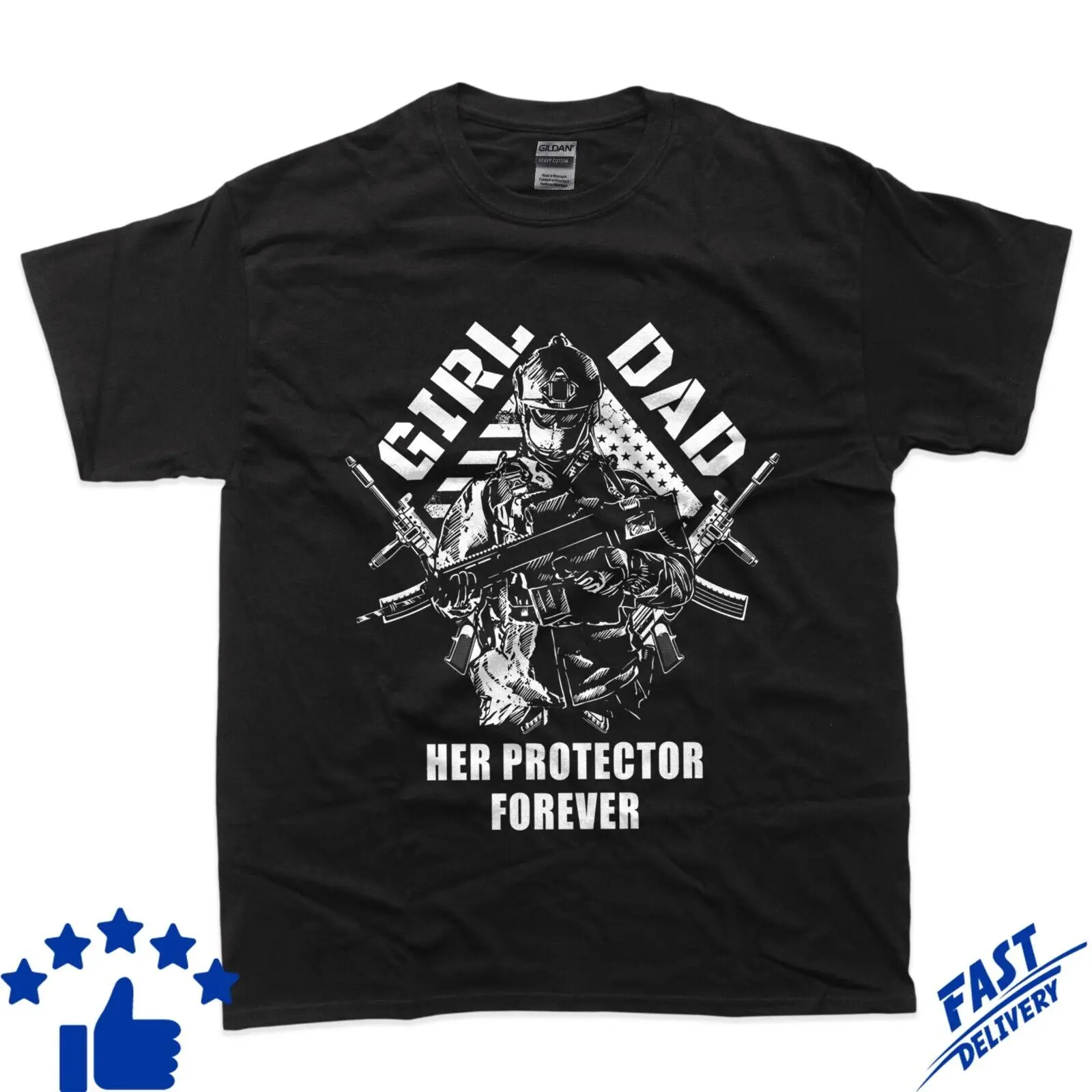 Girl Dad – Her Protector Forever Veteran Father's Day T-Shirt