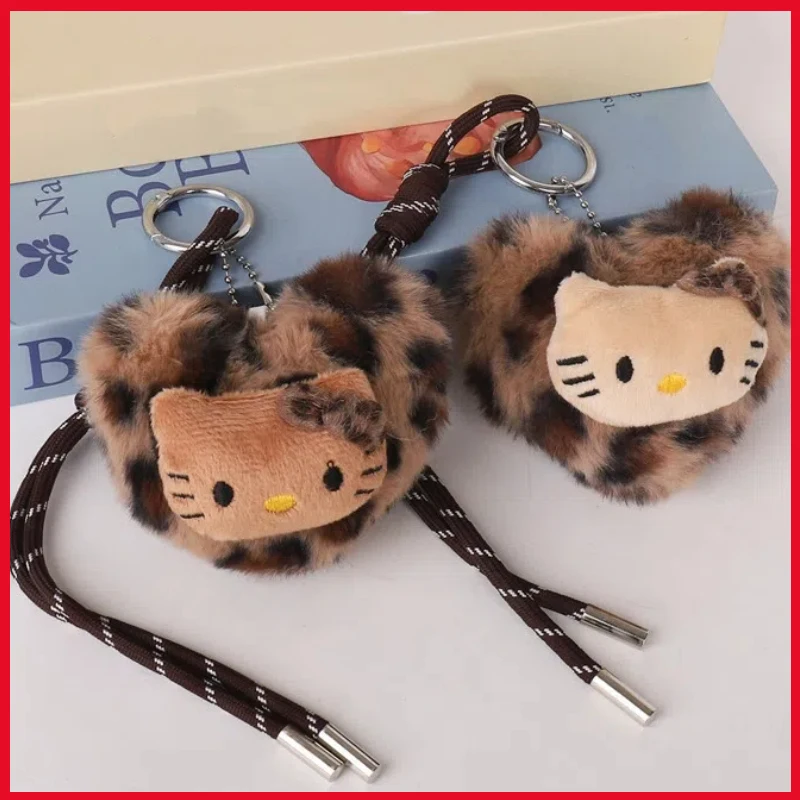 Cartoon schattig katje pop knuffel sleutelhanger rugzak dier luipaard patroon kat hanger auto hangende decoratie kerstcadeau