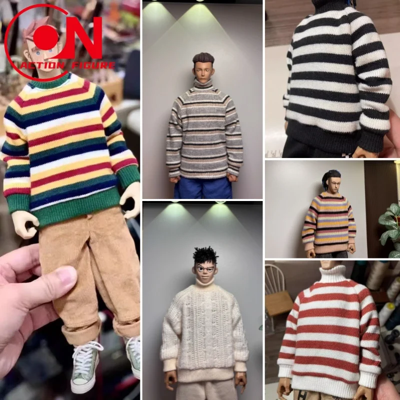 

1/6 весы мужской солдатский полосатый свитер топ с круглым вырезом/высоким воротом стиль отдыха одежда аксессуар модель подходит для 12-дюймовой экшн-фигурки
