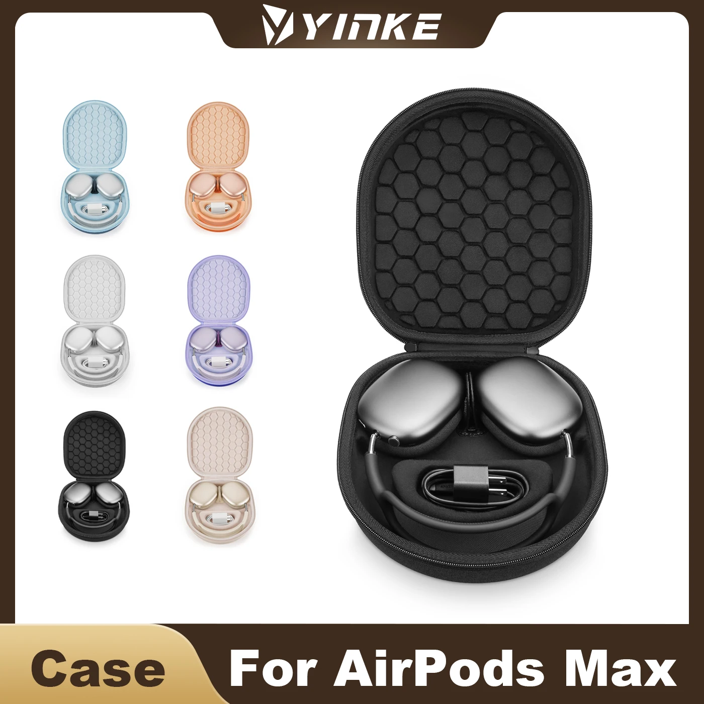 Image of Reiseetui für Apple AirPods Max – Schlafmodus-Unterstützung und Doppelreißverschluss-Design, stoßfestes EVA mit kratzfester Samt-Innenseite