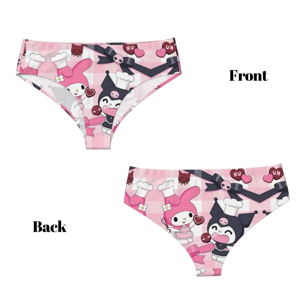 Custom Kuromi Animes Cartoon Kawaii Brief Panties for Women Breathable Stretch Classical Underwear