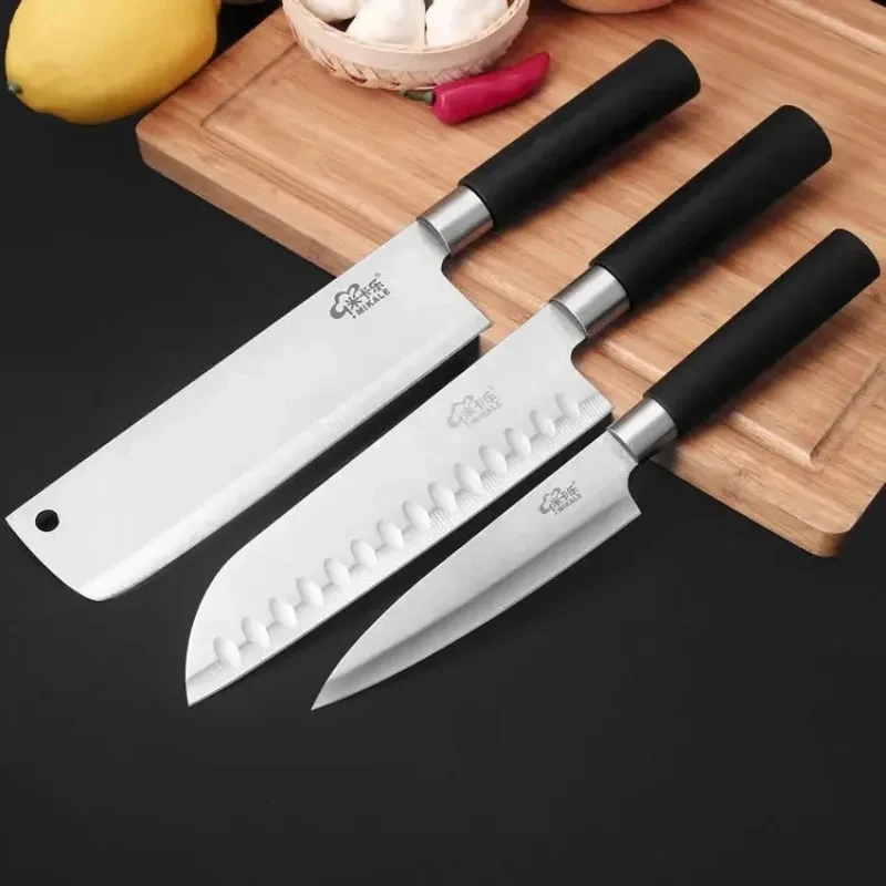 3PCS Kitchen Knives Set Santoku Nakiri Utility Kitchen Knife Durable Sharp Blade Japanese Cleaver Set Vegetables Cooking Tools