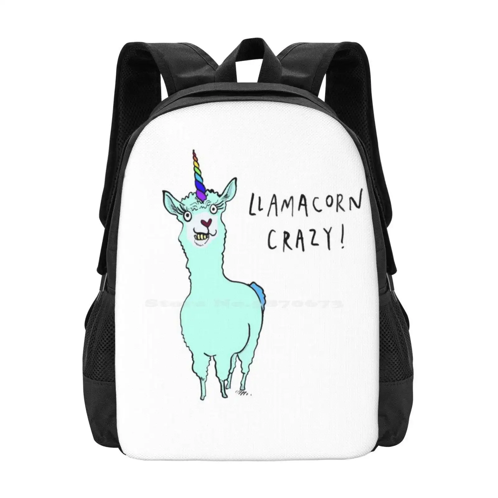 

Llamacorn Crazy! School Bag Big Capacity Backpack Laptop Alpaca Llamacorn Unicorn Horse Rainbow Horn Cute Kawaii Humor