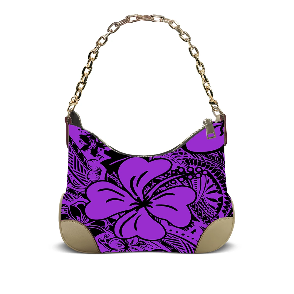 

Samoa Floral Print Customizable Polynesian Womens Leather Underarm Bag Hibiscus AllSeason Festival Chic Crossbody bag