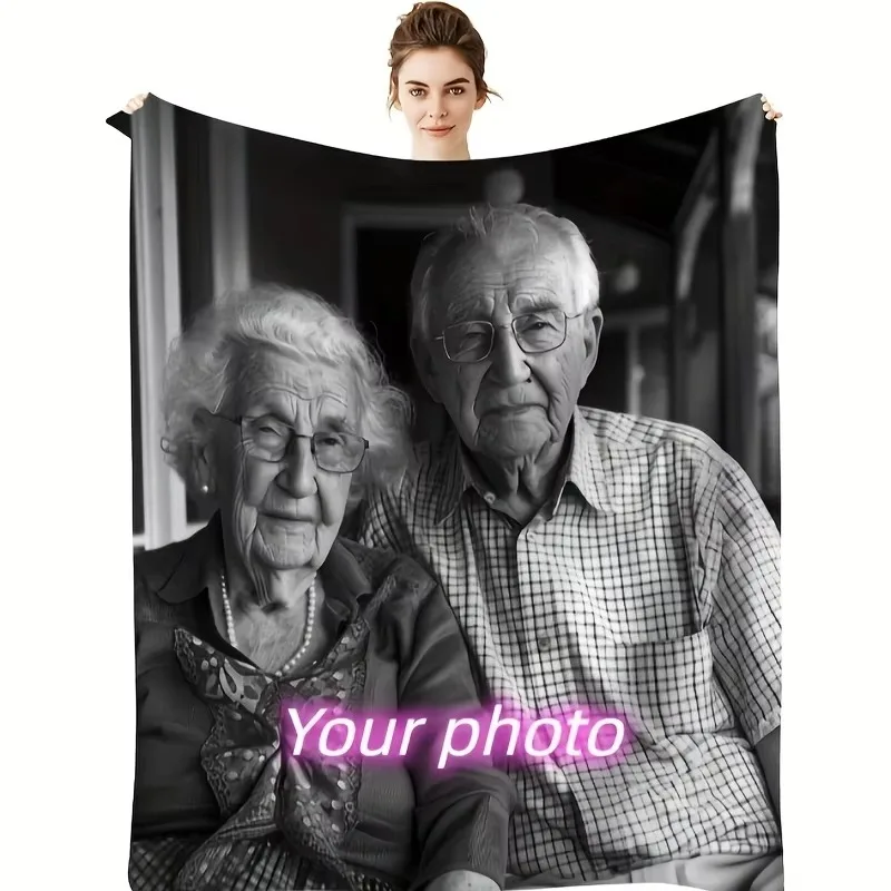 Personalized Photo Custom Blanket, Vintage Flannel Blanket, Custom Gift for Couples and Family Memories, Unique Souvenir Present