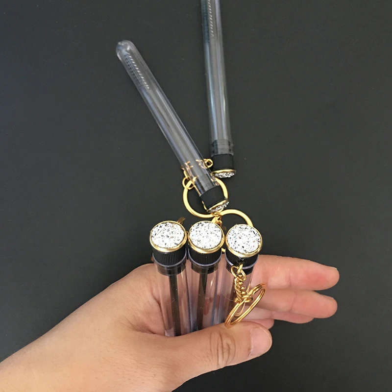 1pcs Keyring Eyelash Spoolies Brush Mascara Wand Tubes With Diamond Key Chain Eyelash Extension Makeup Tools