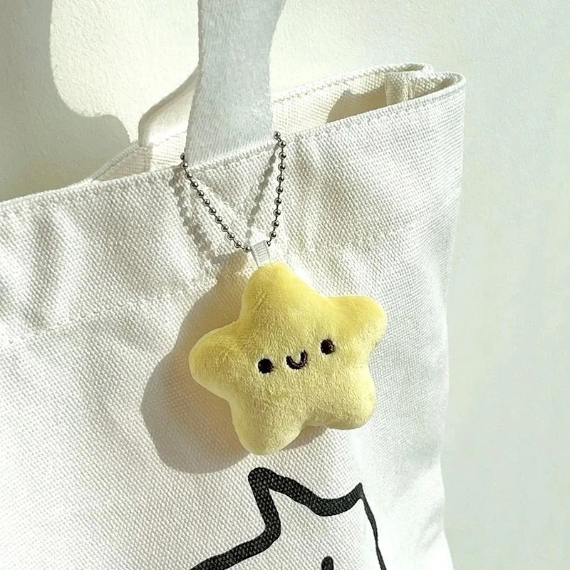 Cute Stars Plush Toy Doll Squeak Keychain Fluffy Soft Stuffed Toy Backpack Bag Pendant Charms Adorkable Gift For Kids Girls