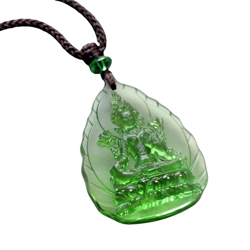 Green Tara Pendant Glazed Buddha Padmasambhava Necklace Sakyamuni Pendant Medicine Buddha Pendant Portable Buddha Gifts