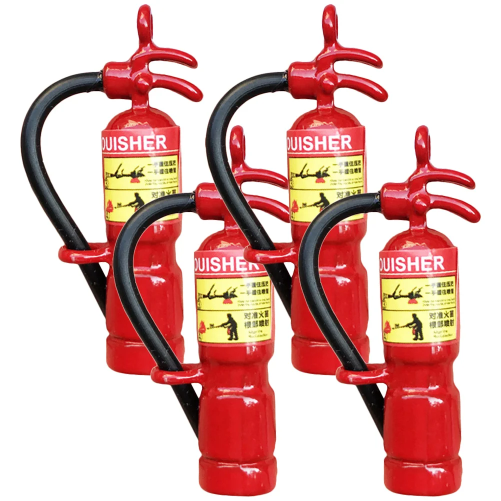 

4 Pcs Mini Fire Extinguisher Toys Pendants Accessories Miniatures DIY Decor Tools Extinguishers Things Iron Metal Child